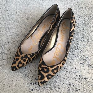 Sam Edelman Laura Leopard Calf Fur Kitten Heels 9